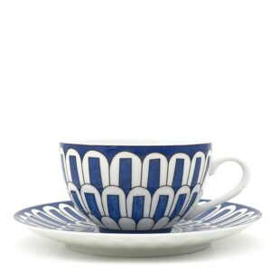 エルメス HERMES 食器 ブルーダイユール カップ&ソーサー 磁器 ブルーXホワイト 生産終了品 コーヒー ティー ポーセリン 1客 BLEUS d'AILLEURS 30016P 【中古】