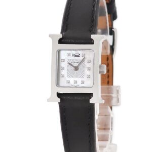 エルメス HERMES Hウォッチ ミニ TPM HH1.110 純正ダイヤ ホワイト シェル スクエア レディース 腕時計クオーツ ホワイト 【中古】中古品