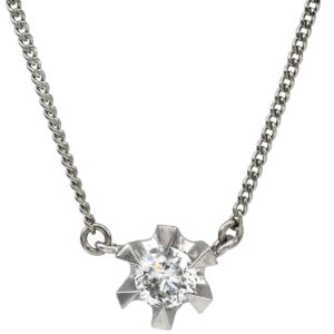 ネックレス ダイヤ 0.32ct ペンダント プラチナシルバー 1石 1粒 ブリリアントカット プラチナ 【中古】中古品