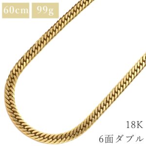 喜平 KIHEI ネックレス K18 18金 60.2cm 99.8g 6面 ダブル W K18YG イエローゴールド 造幣局検定マーク 大 ※ショッピングローン対応していません 【中古】中古品