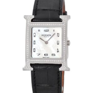 エルメス HERMES Hウォッチ MM HH1.531 純正ダイヤ ホワイト シェル アラビア H型 ミディアム メンズ レディース 腕時計クオーツ ホワイト 【中古】中古美品