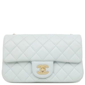 シャネル CHANEL ショルダーバッグ マトラッセ チェーン ショルダー ラムスキン ライトブルー ヴィンテージ金具 ココマーク ランダムシリアル 【中古】中古美品
