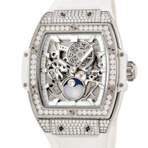 ウブロ HUBLOT スピリット オブ ビッグバン ムーンフェイズ チタニウム 647.NE.2070.RW.1604 純正ダイヤ メンズ 腕時計自動巻き シルバー 【中古】中古美品