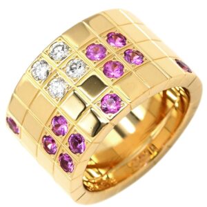 カルティエ Cartier リング 指輪 パイエットリング イエローゴールド #51(JP11) 18K 750 YG ダイヤ サファイア 11号 【箱】 【中古】
