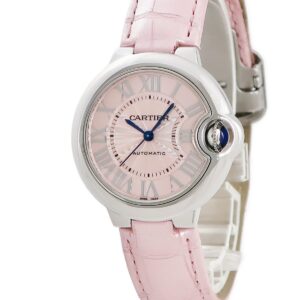 カルティエ Cartier バロンブルー33mm WSBB0002 ピンク ローマン ギヨシェ 青針 ブルースティール レディース 腕時計自動巻き ピンク 【中古】