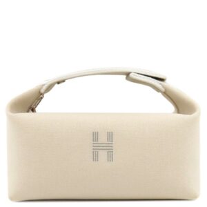 エルメス HERMES ポーチ ブリッド ア ブラック PM コットンキャンバス ナチュラル シルバー金具 バニティ Hロゴ 【中古】