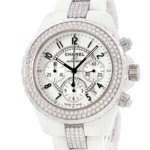 シャネル CHANEL J12 クロノグラフ 41mm H1707 純正ダイヤ ホワイト セラミック デイト メンズ 腕時計自動巻き ホワイト 【中古】