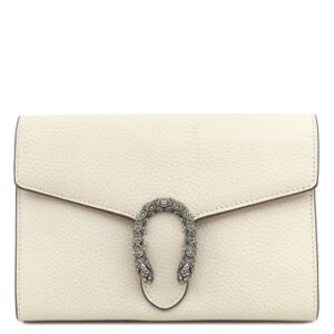 グッチ GUCCI チェーンウォレット ディオニュソス ミニ チェーンバッグ レザー メタル ホワイト シルバー金具 白 タイガーヘッド クラッチ 401231 【保存袋】 【中古】