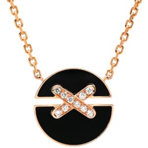 ショーメ CHAUMET ネックレス ジュ ドゥ リアン ハーモニー SM ブラック×ピンクゴールド メダル 750 18K PG ダイヤ オニキス 084426 【保証書】 【中古】