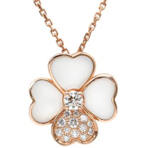 ヴァンクリーフアーペル Van Cleef & Arpels ネックレス コスモス クリップ ネックレス ミディアム パールホワイト×ピンクゴールド 18K PG RG ダイヤモンド パール ブローチ 【中古】中古品