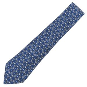 エルメス HERMES ネクタイ 総柄 9cm シルク ネイビー 鎖 金具模様 【中古】