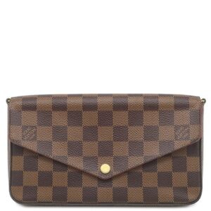 【★3％OFFクーポン】ルイヴィトン LOUIS VUITTON チェーンウォレット ポシェット フェリシー ダミエキャンバス ダミエエベヌ ゴールド金具 チェーンショルダー ポーチ 茶 赤 N40492 SF3149 【中古】中古美品