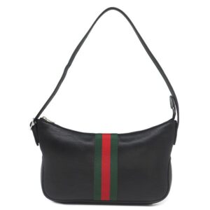 グッチ GUCCI ショルダーバッグ ルネッタ スモール クロスボディバッグ レザー ソフトレザー ブラック シルバー金具 黒 ウェブストライプ ヴィンテージ風 863406 【保存袋】 【中古】未使用保管品