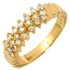 リング 指輪 ダイヤモンド 0.24ct 一文字 イエローゴールド Au750 18K 18金 パヴェ 3列 11号 【中古】中古美品