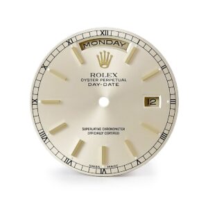 ロレックス ROLEX 腕時計パーツ 純正 デイデイト 118238用 ダイアル ステンレススチール シャンパンゴールド 三針/曜日/日付ディスク付き 文字盤 替え トリチウム バー シャンパン 【中古】