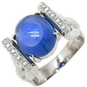 リング 指輪 ブルースターサファイア ダイヤリング プラチナシルバー×ブルー 青 13号 【中古】