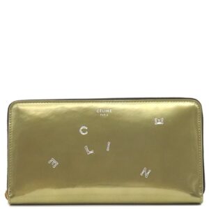セリーヌ CELINE 長財布 アルファベット ラウンドジップ カーフ ライトゴールド ゴールド金具 ホリデー限定 クリスマスカプセルコレクション 105003A5P35LG 【箱】 【中古】中古美品