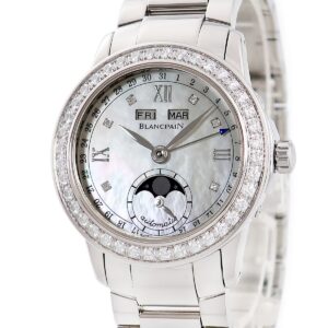 ブランパン BLANCPAIN レマン ムーンフェイズ 2360-4691A-71 OH済 純正ダイヤ 白 ホワイト シェル レディース 腕時計自動巻き ホワイト 【中古】