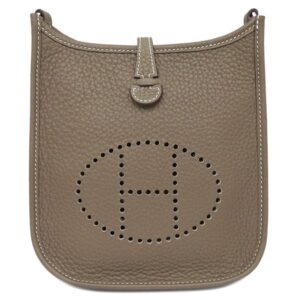 エルメス HERMES ショルダーバッグ エヴリン TPM 16 ロング アマゾン トリヨンクレマンス エトゥープ×ブルーインディゴ シルバー金具 グレージュ 紺 エブリン U 【箱】 【中古】新品同様品