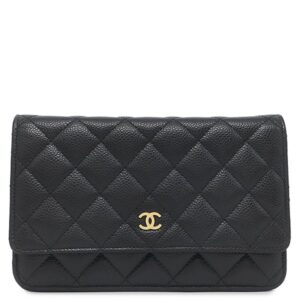 シャネル CHANEL チェーンウォレット マトラッセ チェーンウォレット キャビアスキン ブラック ゴールド金具 黒 ココマーク AP0250 ランダムシリアル 【箱】 【中古】新品同様品