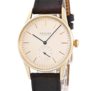 ノモス NOMOS オリオン ORI271-W2 OH済 K18YG無垢 スモールセコンド 青針 バー ラウンド メンズ 腕時計手巻き ベージュ 【中古】中古美品