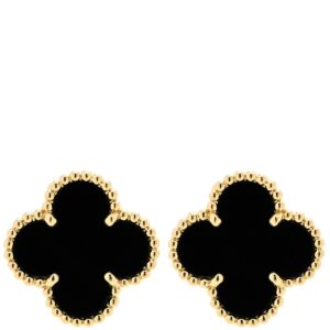 ヴァンクリーフアーペル Van Cleef & Arpels ピアス ヴィンテージ アルハンブラ ブラック×イエローゴールド VCA 黒 750YG 18K オニキス VCARA44200 【保証書】 【中古】中古美品