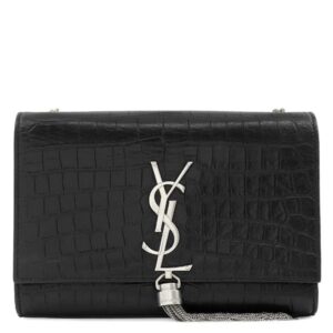 サンローラン SAINT LAURENT ショルダーバッグ ケイト タッセル チェーンショルダー レザー ブラック シルバー金具 モノグラム カサンドラ 黒 型押し 【中古】中古美品
