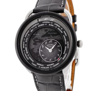 エルメス HERMES アルソー ル タン ヴォヤジャー AR10.741.330 Pt950×チタン プラチナ コンビ 黒 GMT メンズ 腕時計自動巻き ブラック 【中古】中古美品
