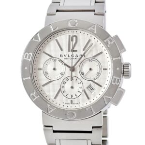 ブルガリ BVLGARI ブルガリブルガリ クロノグラフ BB42SSCH AUTO シルバー デイト スモールセコンド メンズ 腕時計自動巻き シルバー 【中古】中古美品