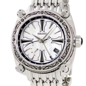 セイコー SEIKO ガランテ プレミアムローズ アルテミス SBLA085 5R66-0BB0 スプリングドライブ シェル メンズ 腕時計自動巻き ホワイト 【中古】中古美品
