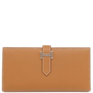 エルメス HERMES 長財布 ベアンスフレ ヴォーエプソン ゴールド シルバー金具 新品 未使用 茶 二つ折り財布 K刻印(2025年製) 【箱】 【中古】未使用保管品
