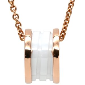 ブルガリ BVLGARI ネックレス ビーゼロワン ピンクゴールド×ホワイト B-zero1 Au750 18K 18金 白セラミック 346082 【中古】