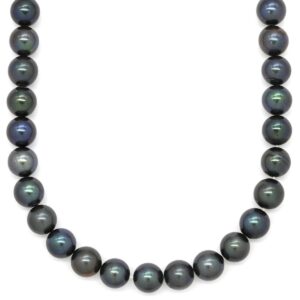 ネックレス パールネックレス 8.5mm～9.0mm パールブラック×シルバー 黒 アコヤパール 真珠 silver ブラックパール 【中古】