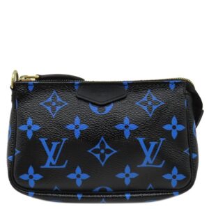 【★3％OFFクーポン】ルイヴィトン LOUIS VUITTON アクセサリーポーチ ミニ ポシェット アクセソワール モノグラムキャンバス ブラック×ブルー ゴールド金具 ポーチ M67237 SF0126 【中古】新品同様品