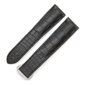 オメガ OMEGA 腕時計パーツ クロコダイル ステンレススチール 純正バックル ブラック 新品同様 純正 ベルト ストラップ バンド クロコ Dバックル付き 22mm 腕時計 ブラック 黒 【中古】