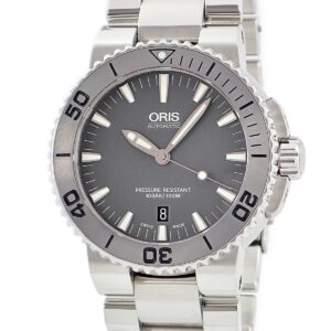 オリス ORIS アクイス デイト 01 733 7653 4153-07 8 26 01PEB OH済 グレー 逆回転防止ベゼル メンズ 腕時計自動巻き グレー 【中古】中古美品
