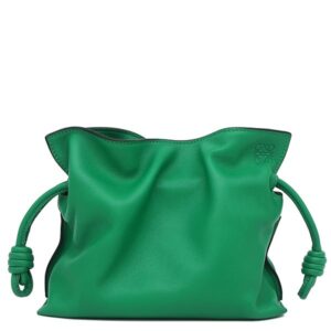 ロエベ LOEWE ショルダーバッグ フラメンコクラッチ ミニ レザー グリーン 緑 アナグラム ポシェット 巾着 ドロスト 【保存袋】 【中古】中古美品