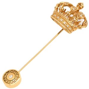 ドルチェ＆ガッバーナ DOLCE&GABBANA ブローチ クラウン スティック ピンブローチ イエローゴールド 750AU 18KT YG ダイヤ ハットピン タイピン WPLK1GWYE01 【箱】 【中古】中古品