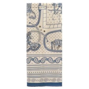 エルメス HERMES ストール カレ140 カレジェアン カシミヤ シルク ブルーペトロール×ナチュラル×ブラック 新品 未使用 【グランアパラ バンダナ】 H244394S 【箱】 【中古】未使用保管品