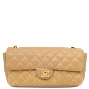 シャネル CHANEL ショルダーバッグ マトラッセ チェーンショルダー キャビアスキン ベージュ ゴールド金具 シングルフラップ ココマーク 11****** 【中古】中古品