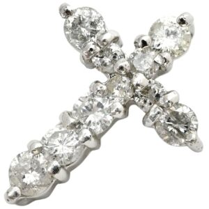 ペンダントトップ クロス ダイヤ プラチナシルバー 十字架 ネックレストップ 【中古】