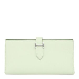 エルメス HERMES 長財布 ベアンスフレ ヴェルソ ヴォーエプソン ヴェールフィズ×ヴェールユッカ シルバー金具 新品 未使用 緑 バイカラー W刻印（2024年製） 【箱】 【中古】未使用保管品