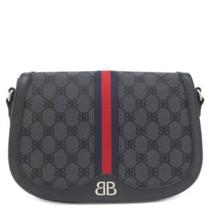 バレンシアガ BALENCIAGA ショルダーバッグ ザ ハッカー プロジェクト ショルダーバッグ キャンバス レザー ブラック 黒 GUCCI グッチ 680121 【箱】 【中古】未使用保管品