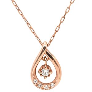 4℃ 4℃ ネックレス ダイヤペンダント ピンクゴールド 4℃ 10K 10金 1P 1石 メレダイヤ 【中古】中古美品
