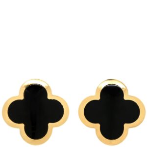 ヴァンクリーフアーペル Van Cleef & Arpels ピアス ピュア アルハンブラ ブラック×イエローゴールド 黒 オニキス Au750 18K 両耳用 VCARB14000 【中古】中古美品