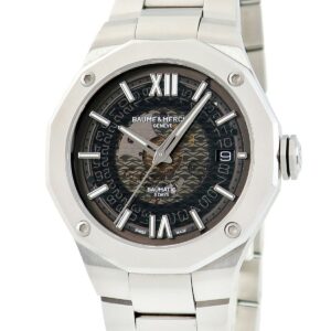 ボーム&メルシエ BAUME&MERCIER リビエラ ボーマティック M0A10702 12角形 スモーキーグレー デイト メンズ 腕時計自動巻き グレー 【中古】