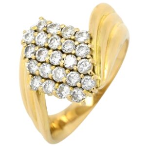 リング 指輪 ダイヤモンド 1.04ct イエローゴールド 23P 23石 パヴェダイヤ18K 750 YG デザインリング 15.5号 【中古】