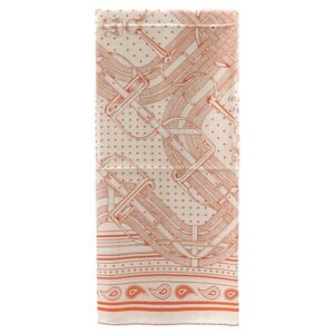 エルメス HERMES ストール カレ140 カレジェアン カシミヤ シルク オレンジ×ナチュラル×ルージュ 新品 未使用 【Mors a Jouets Bandana/馬銜 バンダナ】 【箱】 【中古】未使用保管品