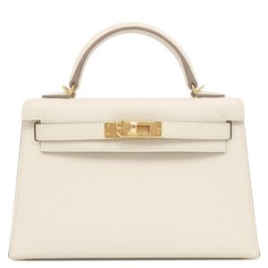 エルメス HERMES 2WAYバッグ ミニケリードゥ 外縫い ヴォーエプソン クレ ゴールド金具 オフホワイト ショルダー B刻印(2023年製) 【箱】 【中古】