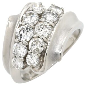 リング 指輪 ダイヤ 1.20ct プラチナシルバー Pt850 プラチナ パヴェ メレダイヤ 4列 4連 ウェーブ 11号 【中古】新品同様品